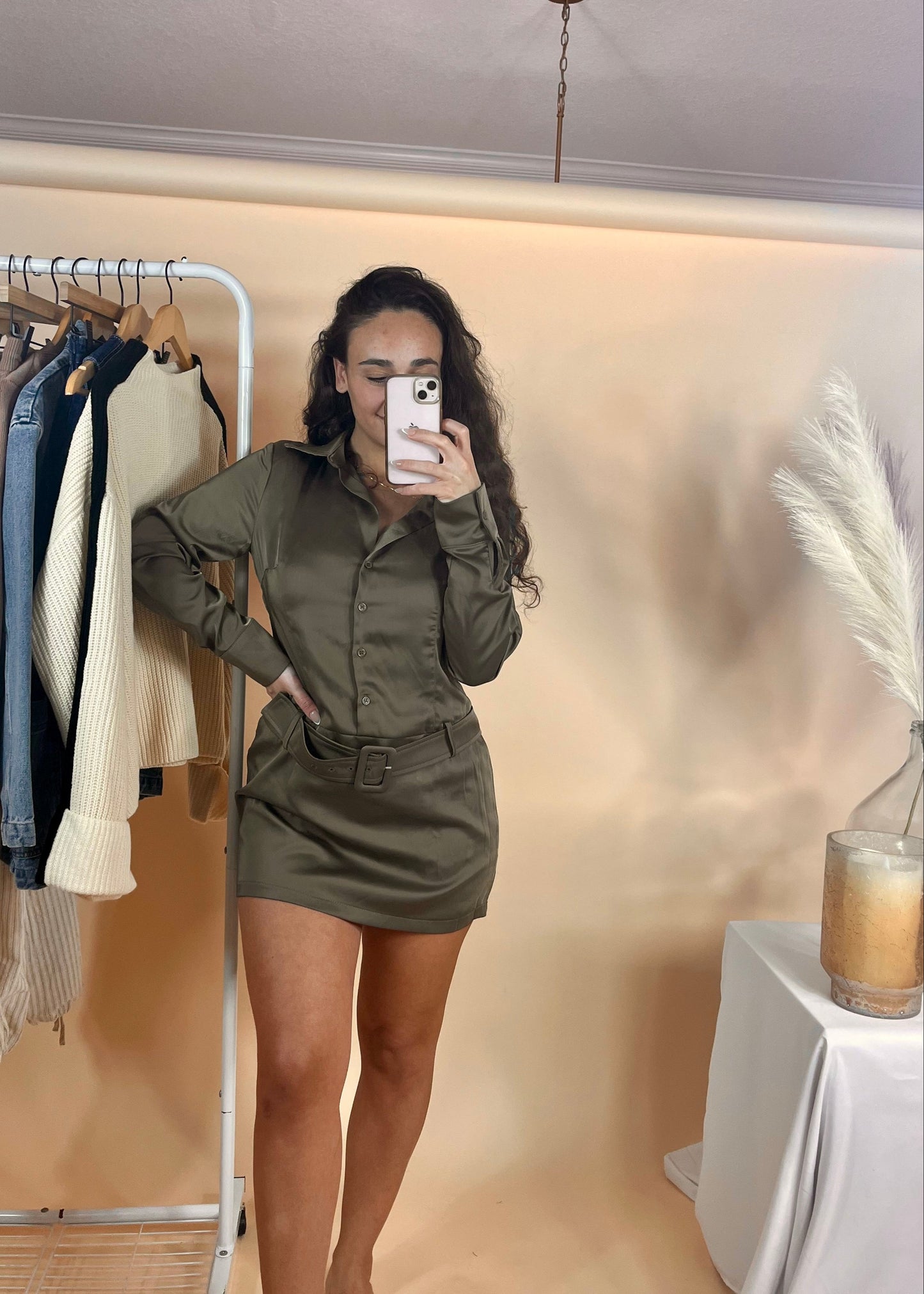 Satin Shirt Dress