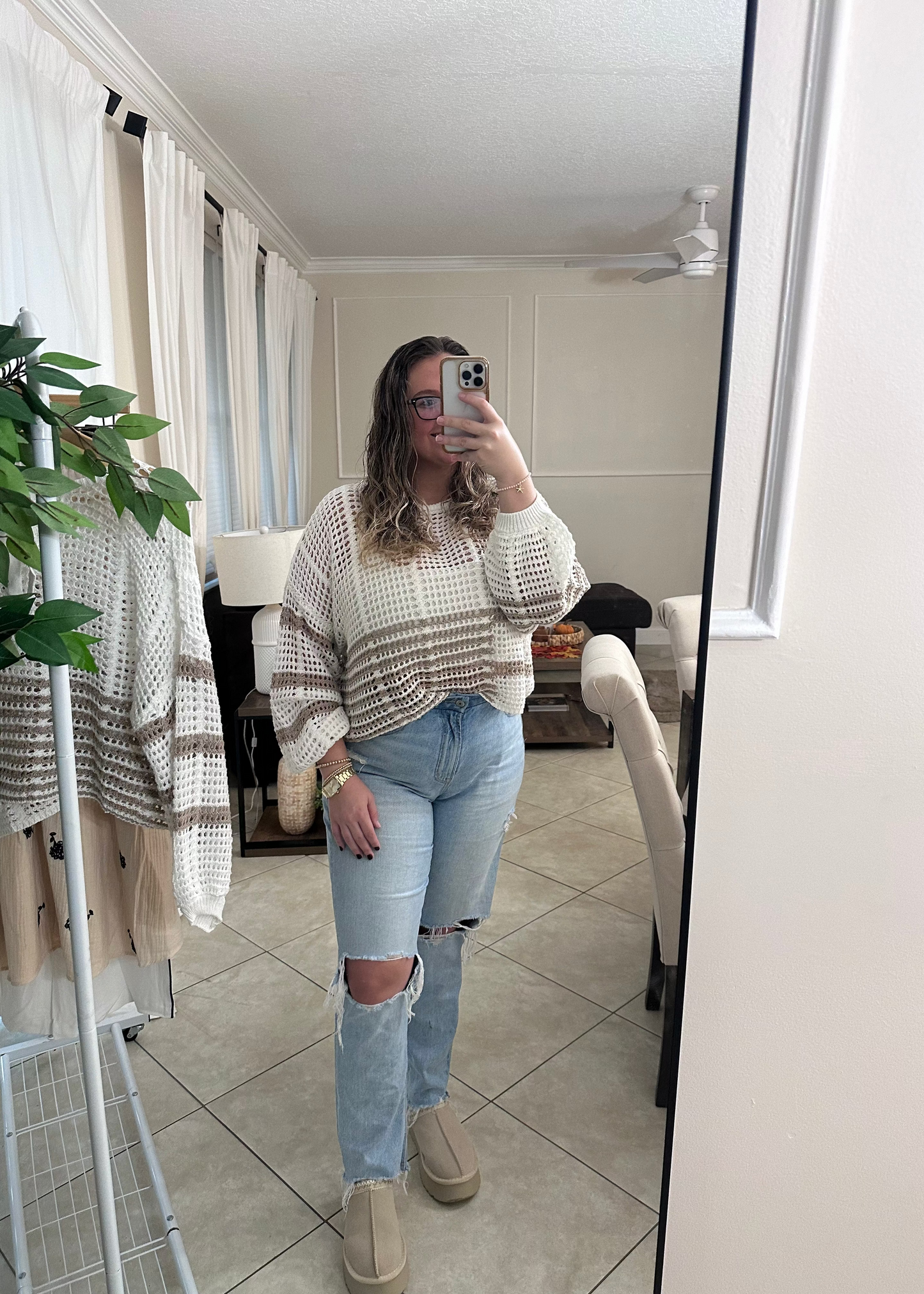 Crochet sheer sweater