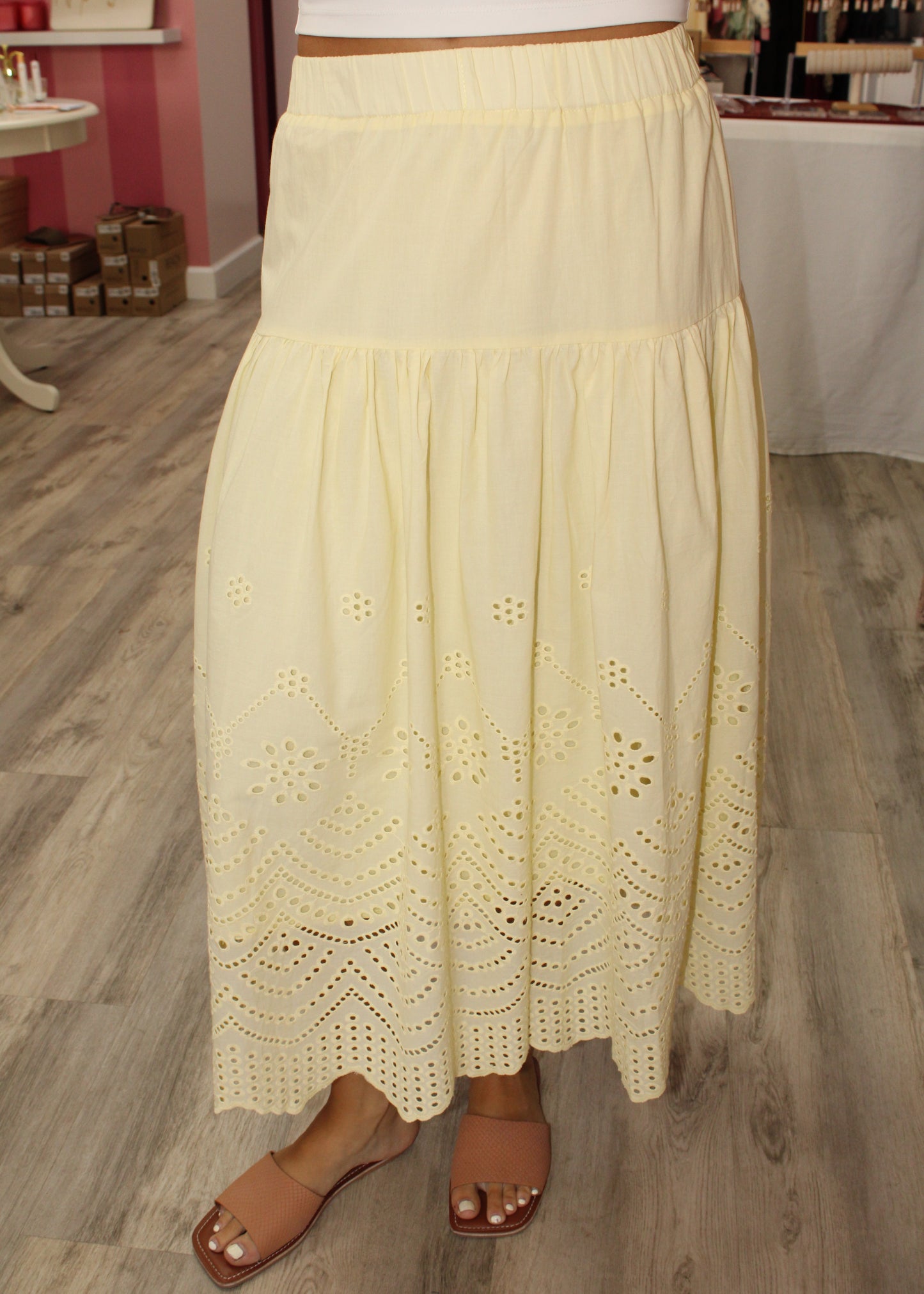 Golden Hour Eyelet Maxi Skirt