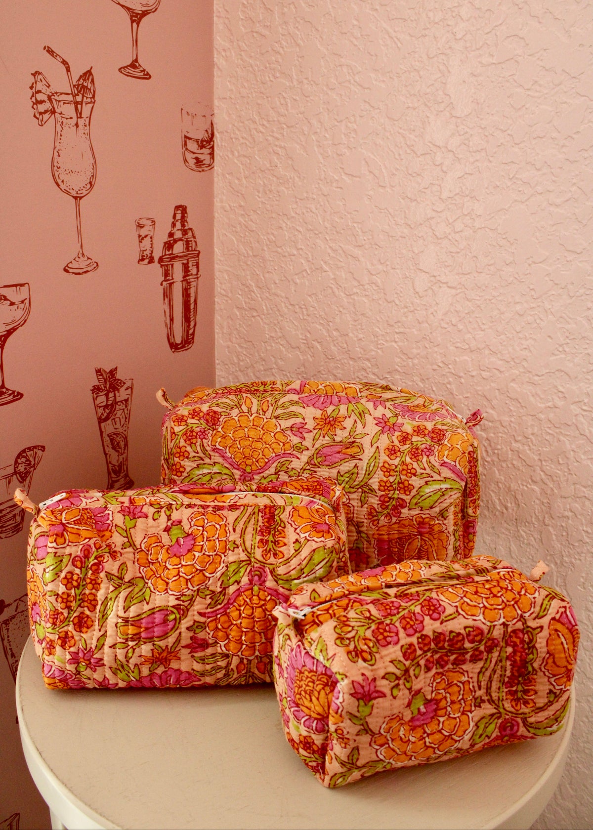 Pink Sunset Makeup Bag Set