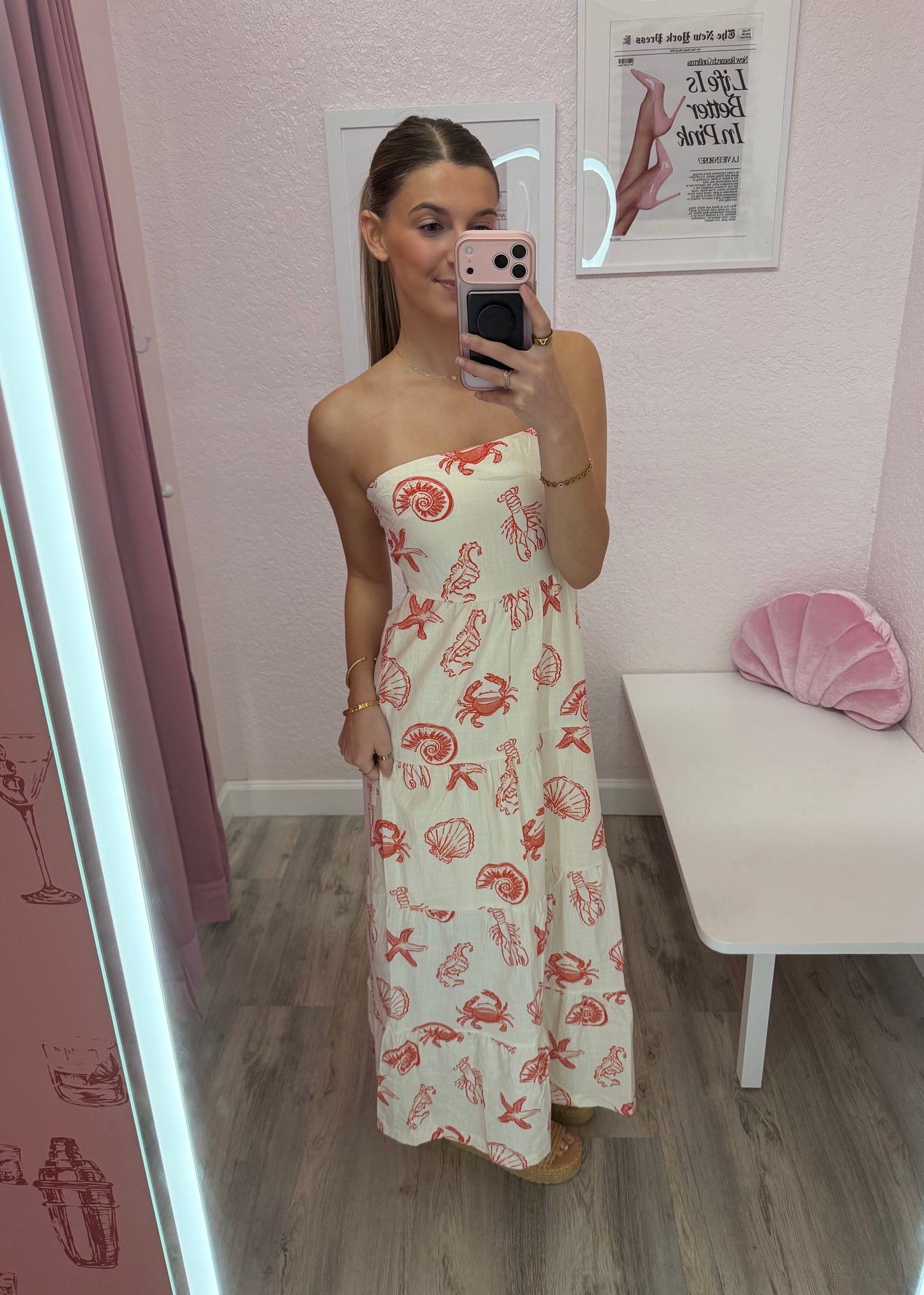 Seaside Shell Tie Back Maxi Dress