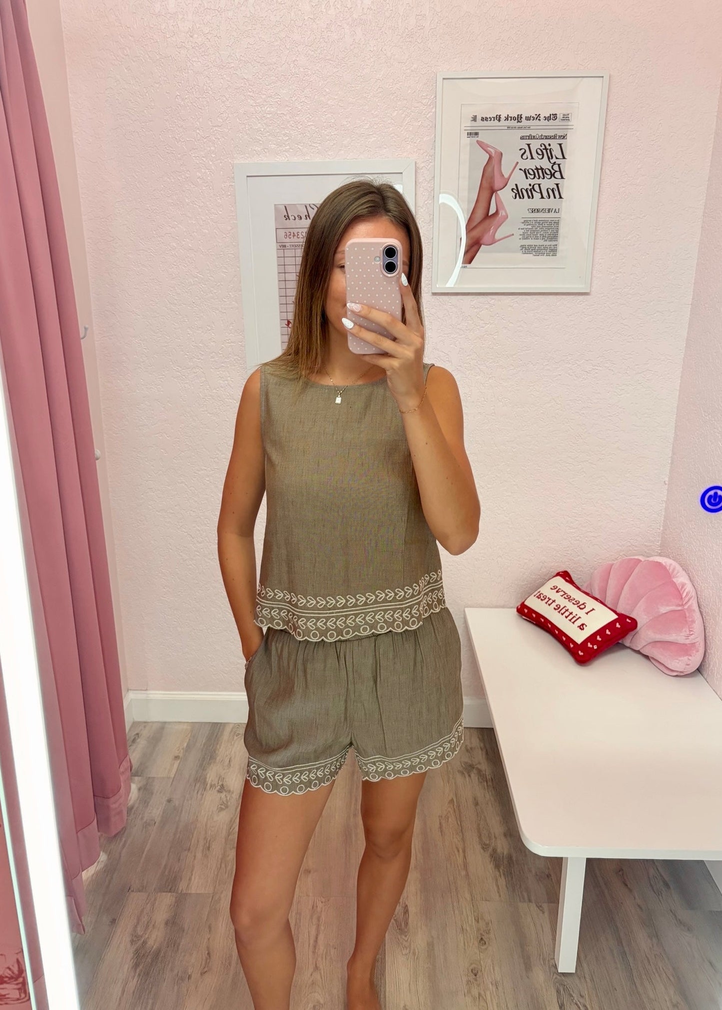 Stone Haven Embroidered Shorts
