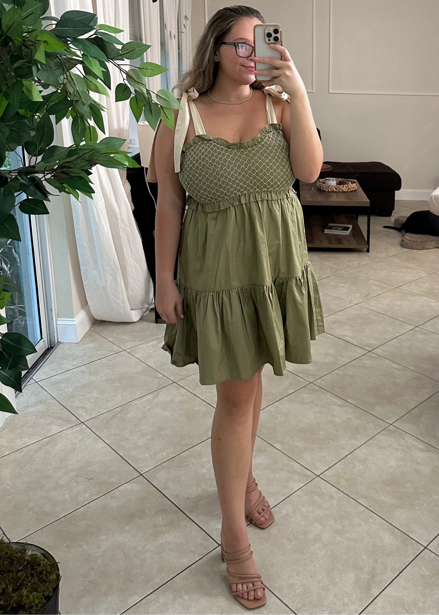 Sage Smocked Dress