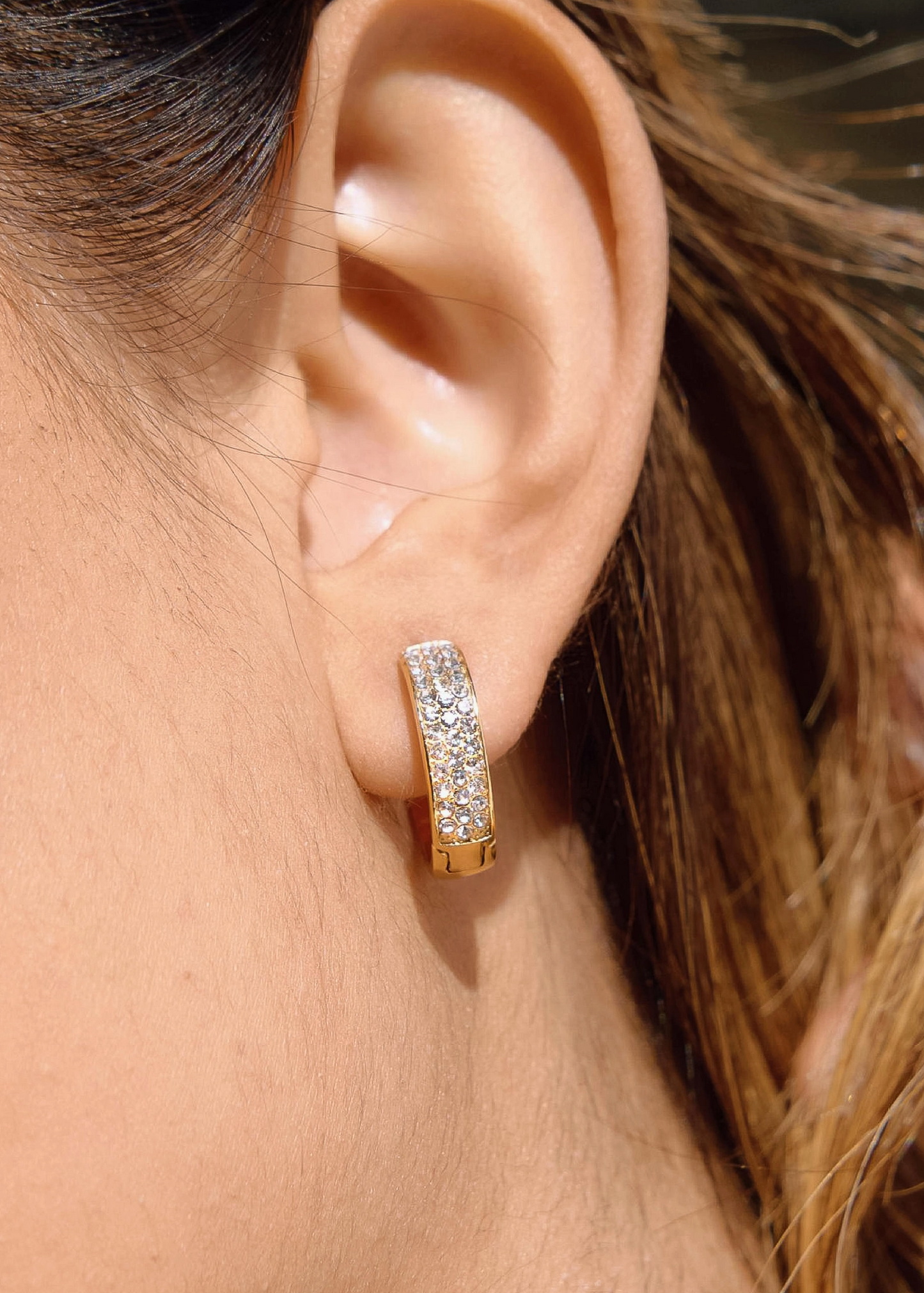Golden Glow Pavé Hoop Earrings