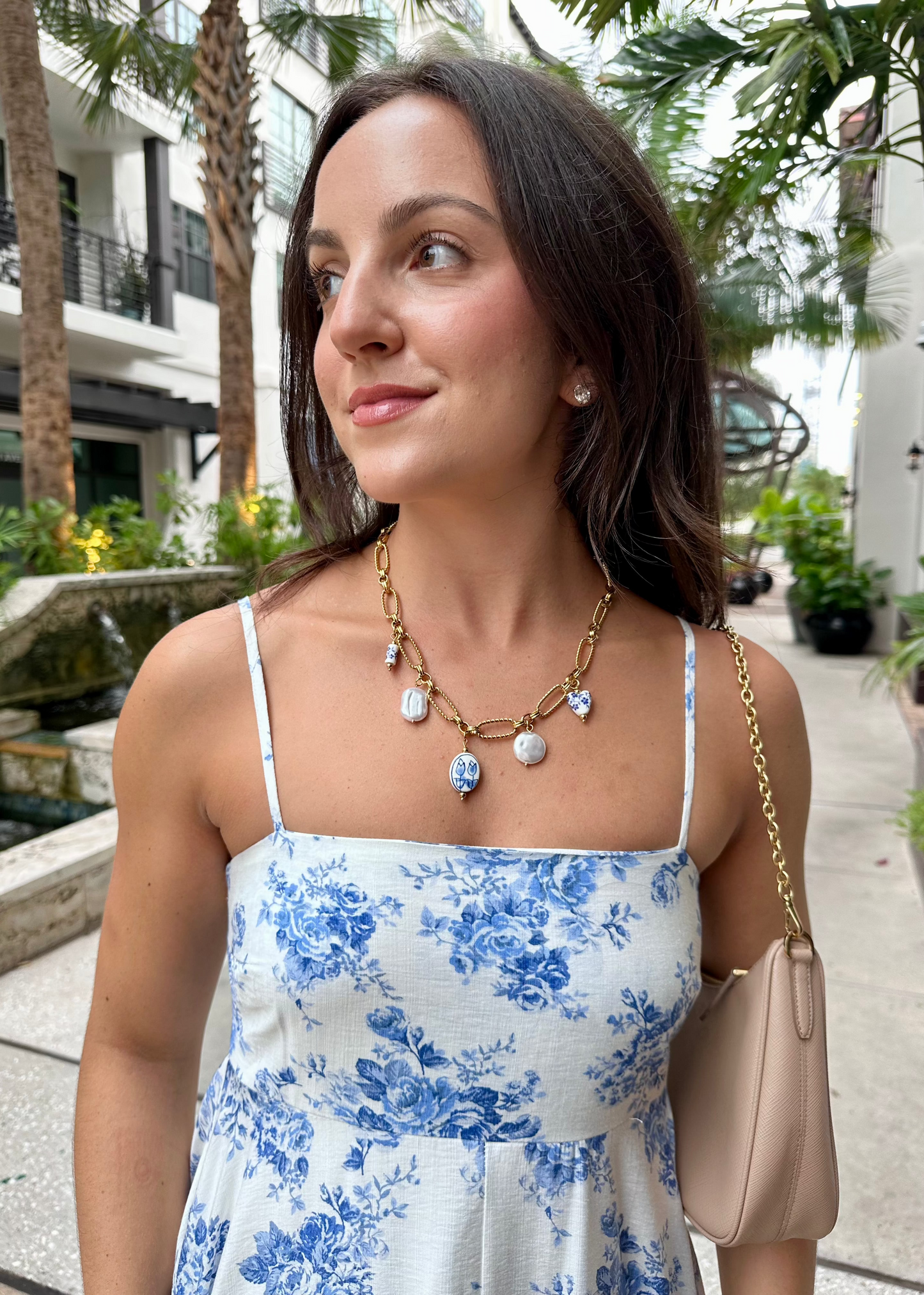 Vintage Blue Charm Necklace