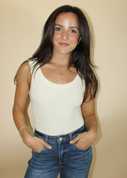 Essential Ribbed Scoop Neck Bodysuit