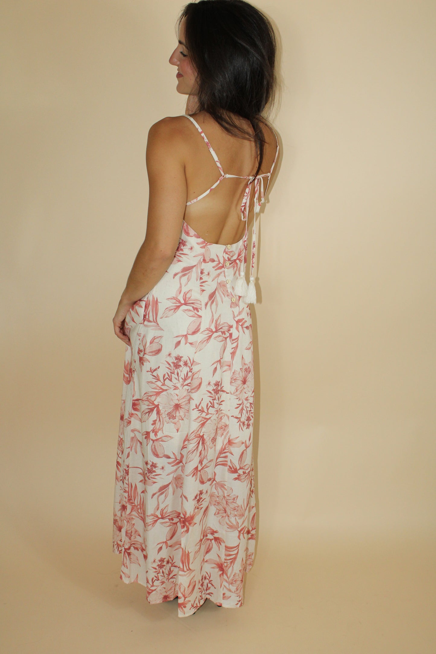 Coral Bloom Maxi Dress