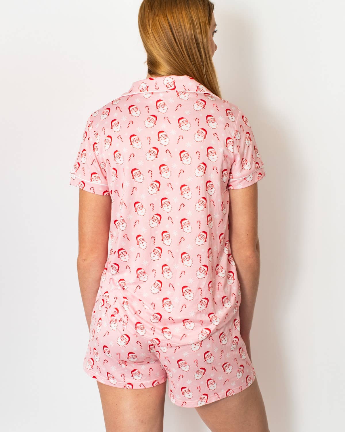 Candy Cane Cutie Short Sleeve Button Up Sleep Shirt