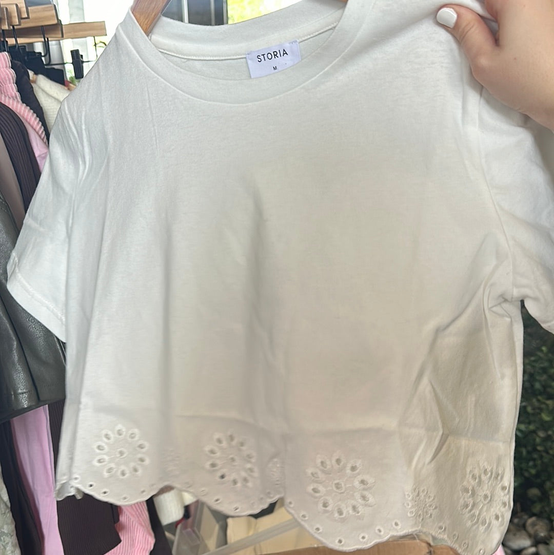 White eyelet tee