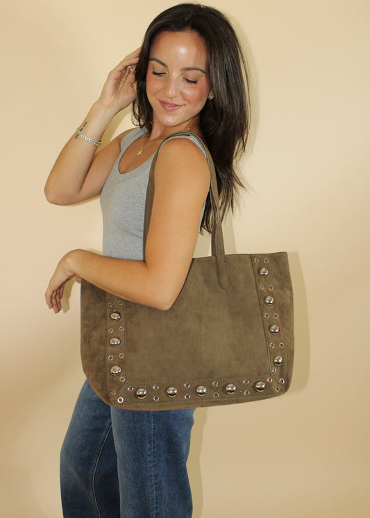 The Soho Studded Suede Tote