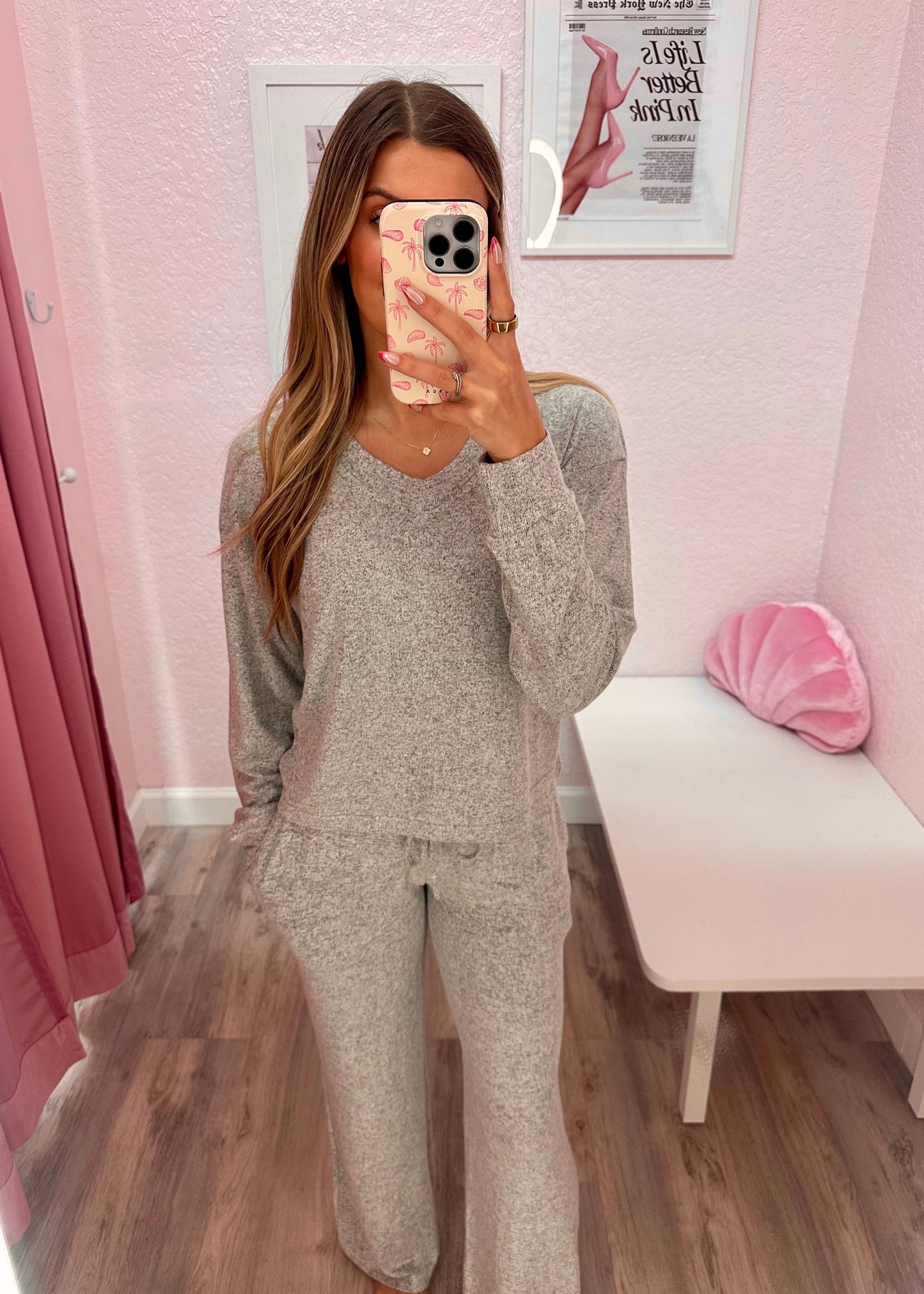 Hacci Long Sleeve V Neck Top