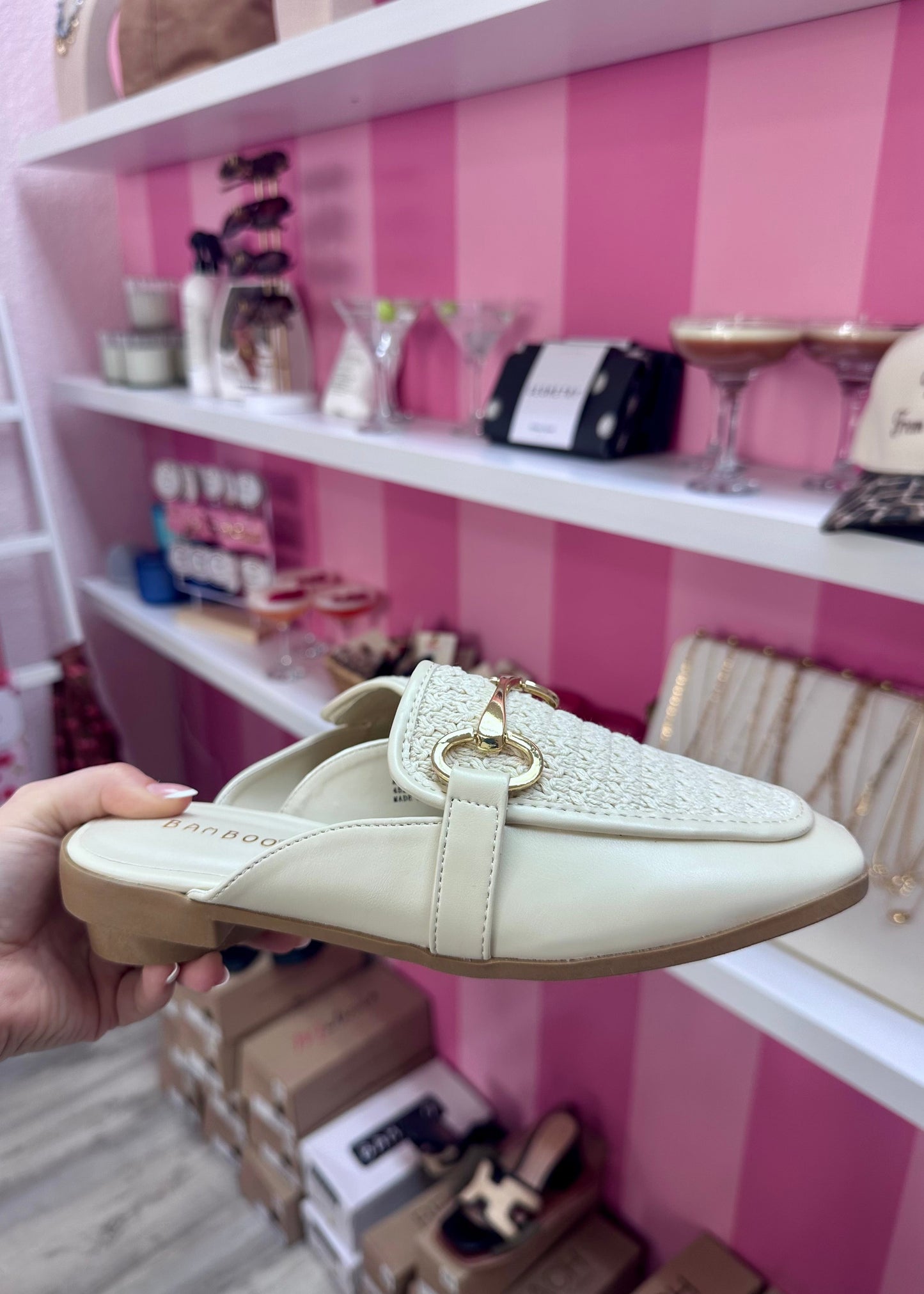 Coastal Luxe Raffia Gold Bit Mule