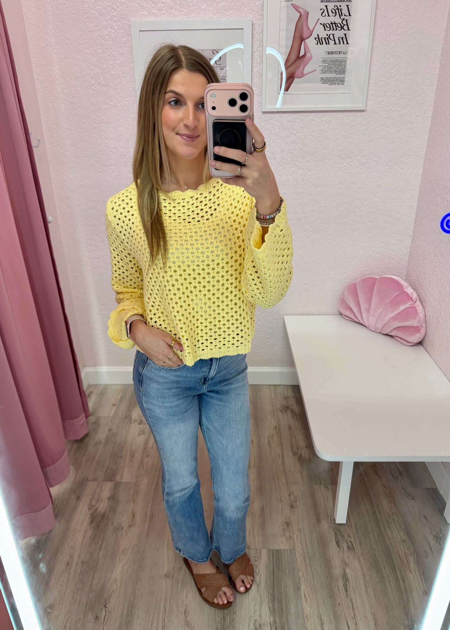 The Lemon Drop Open-Knit Sweater