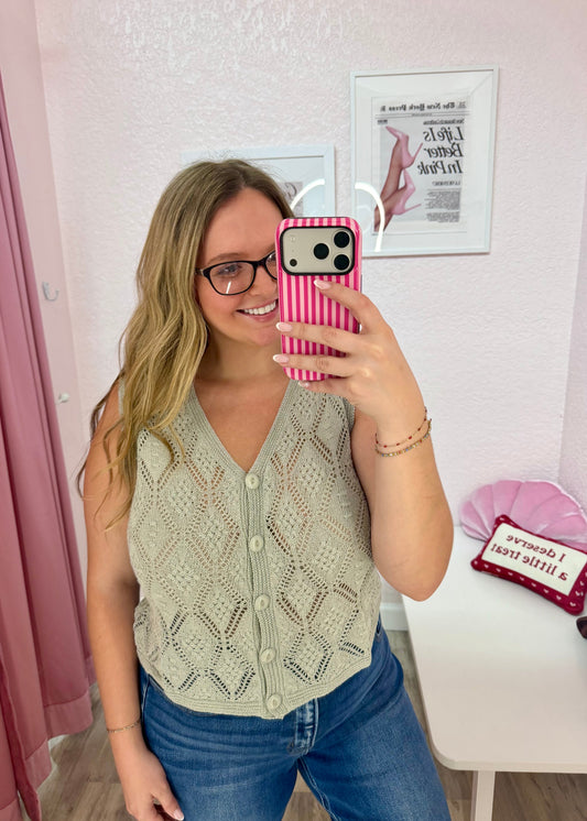 The Sage Crochet Button Vest