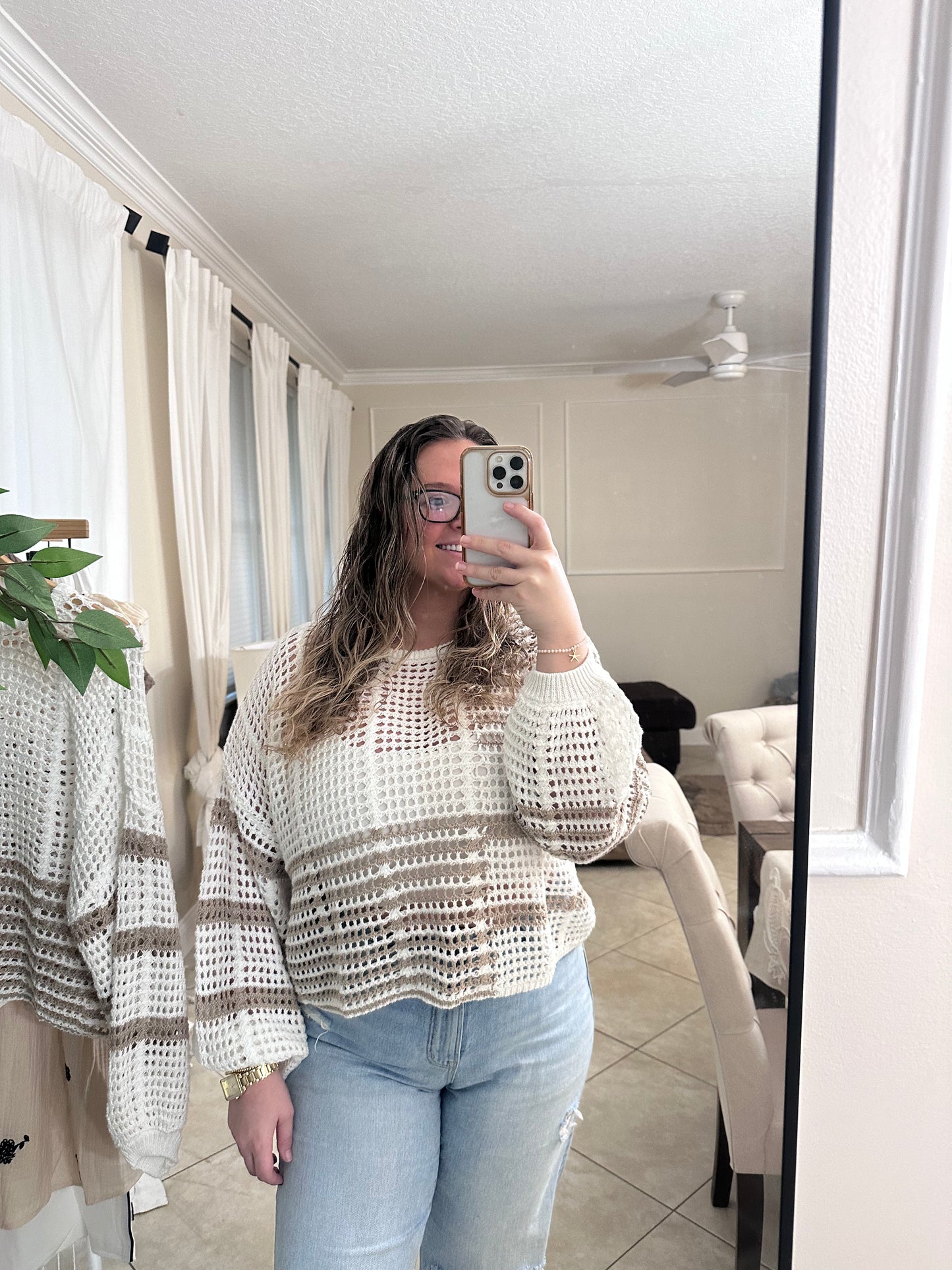 Crochet sheer sweater