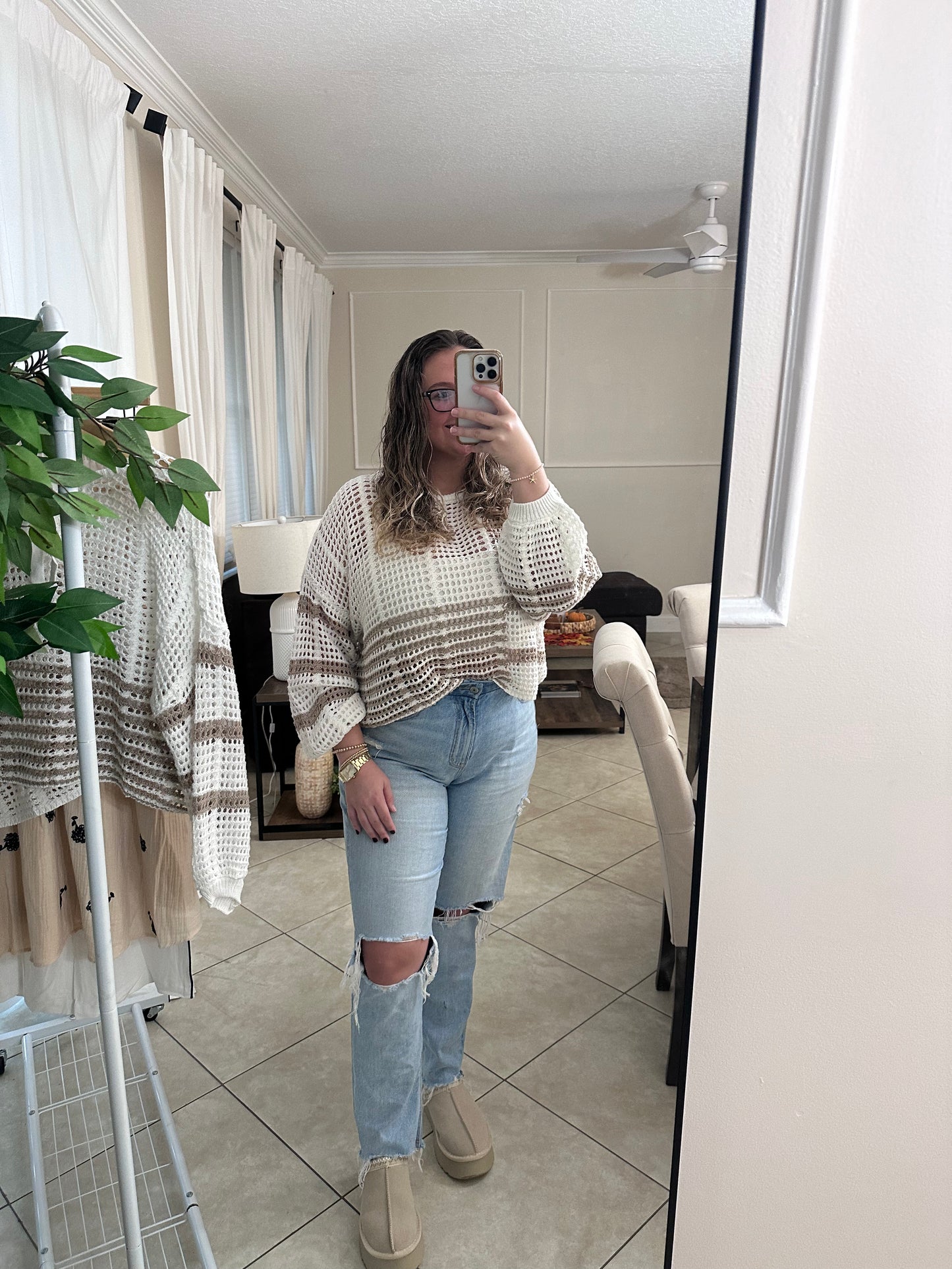 Crochet sheer sweater