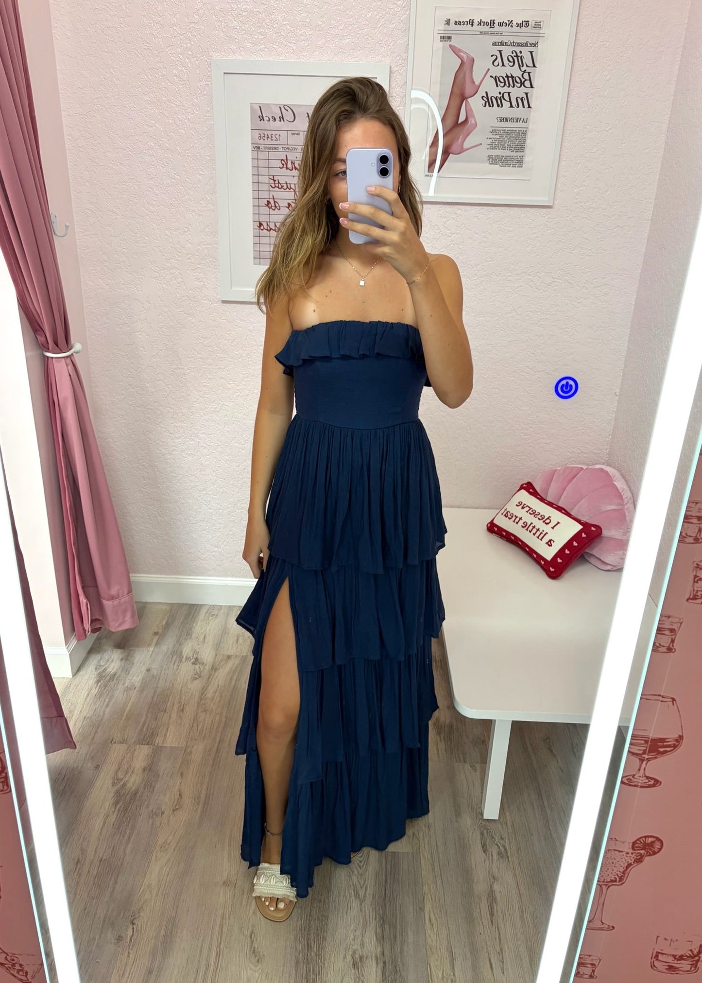 Midnight Muse Strapless Maxi Dress