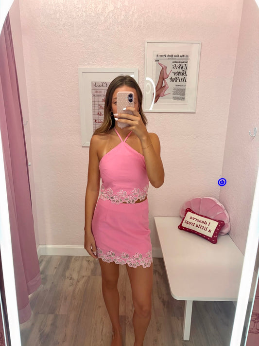 Pink Petal Embroidered Top