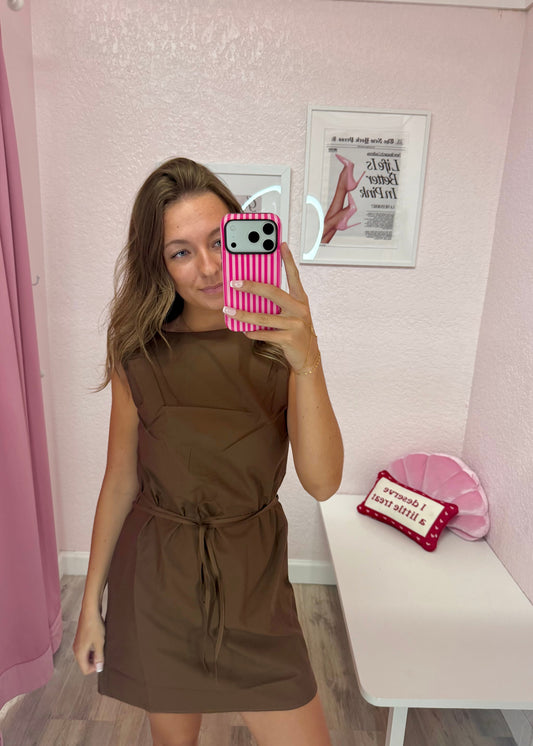 Espresso Elegance Mini Dress (Final Sale)