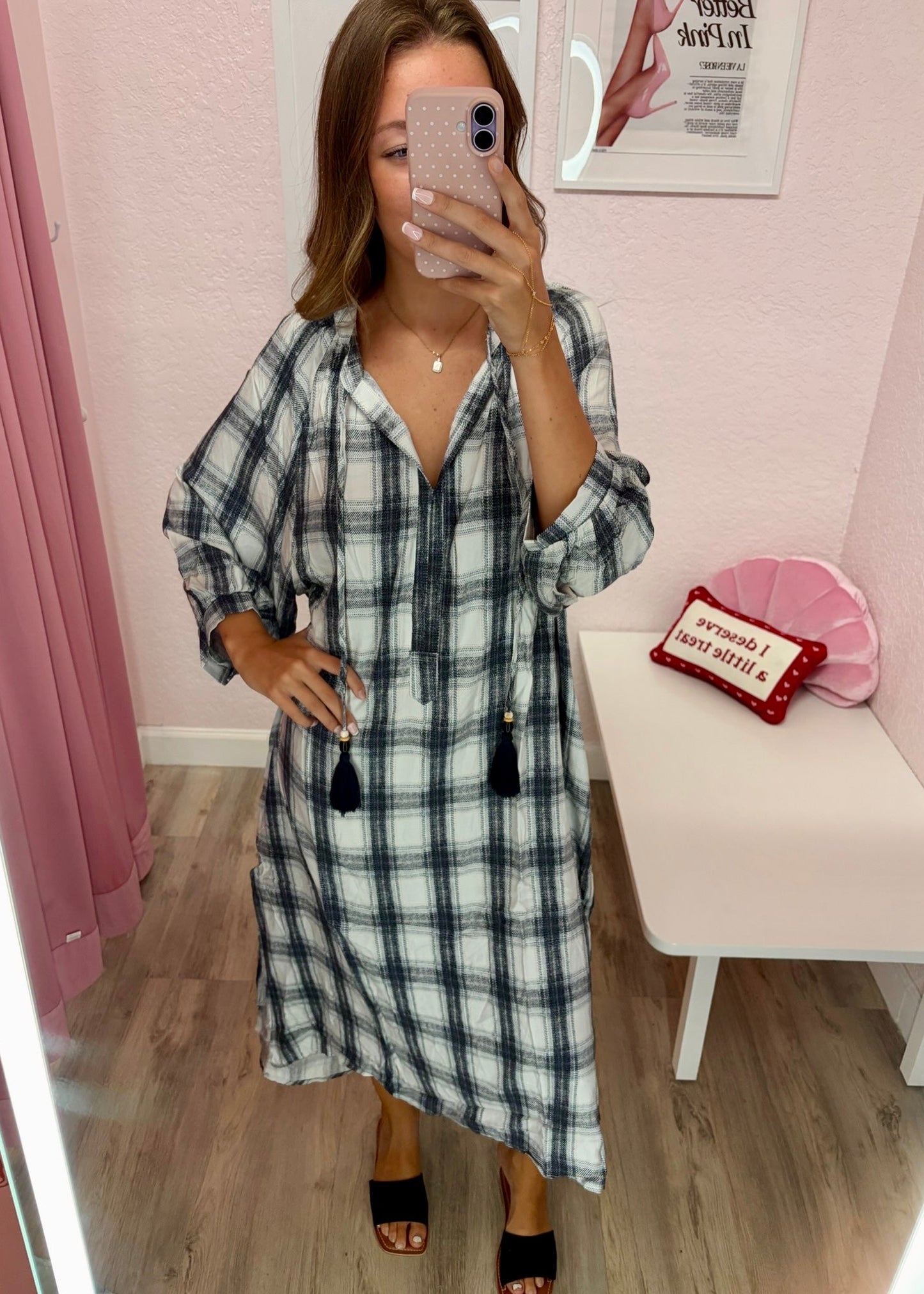 The Seabreeze Plaid Midi Dress (Final Sale)