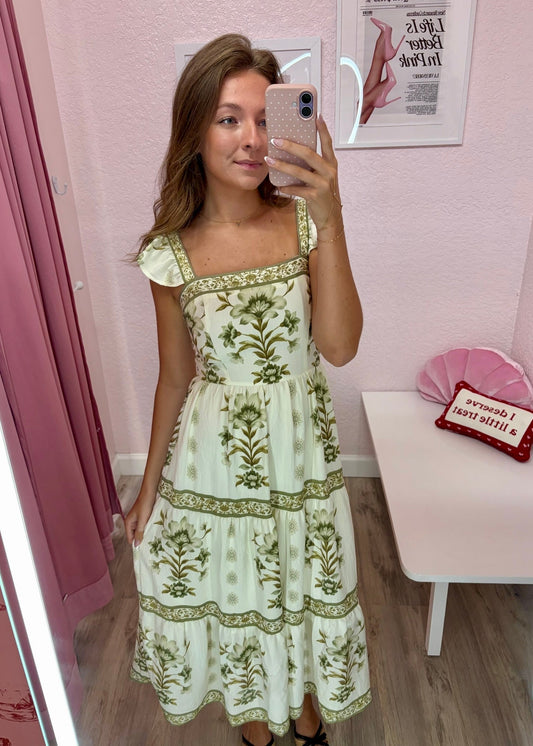 Olive Grove Midi Dress