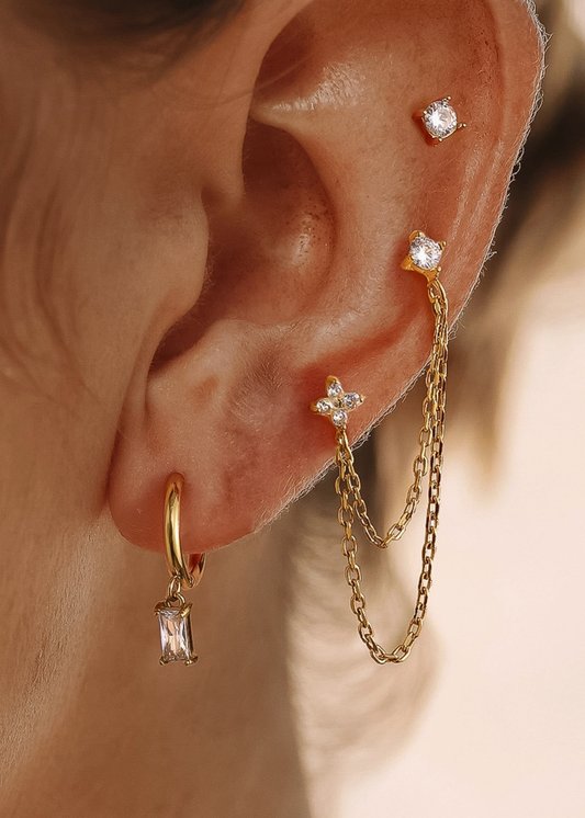 Golden Hour CZ Chain Earring Set