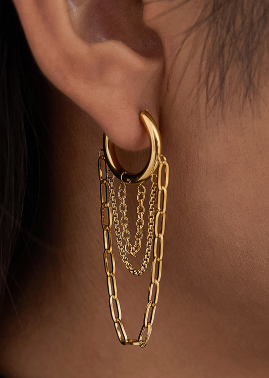 Amalfi Link Drop Earrings – 18K Gold Non-Tarnish